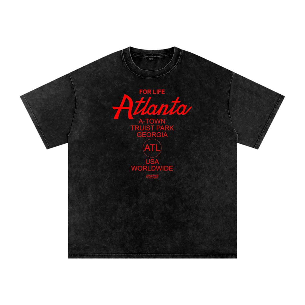 Tour ATL For Life Black Snow Washed Cotton T-Shirt