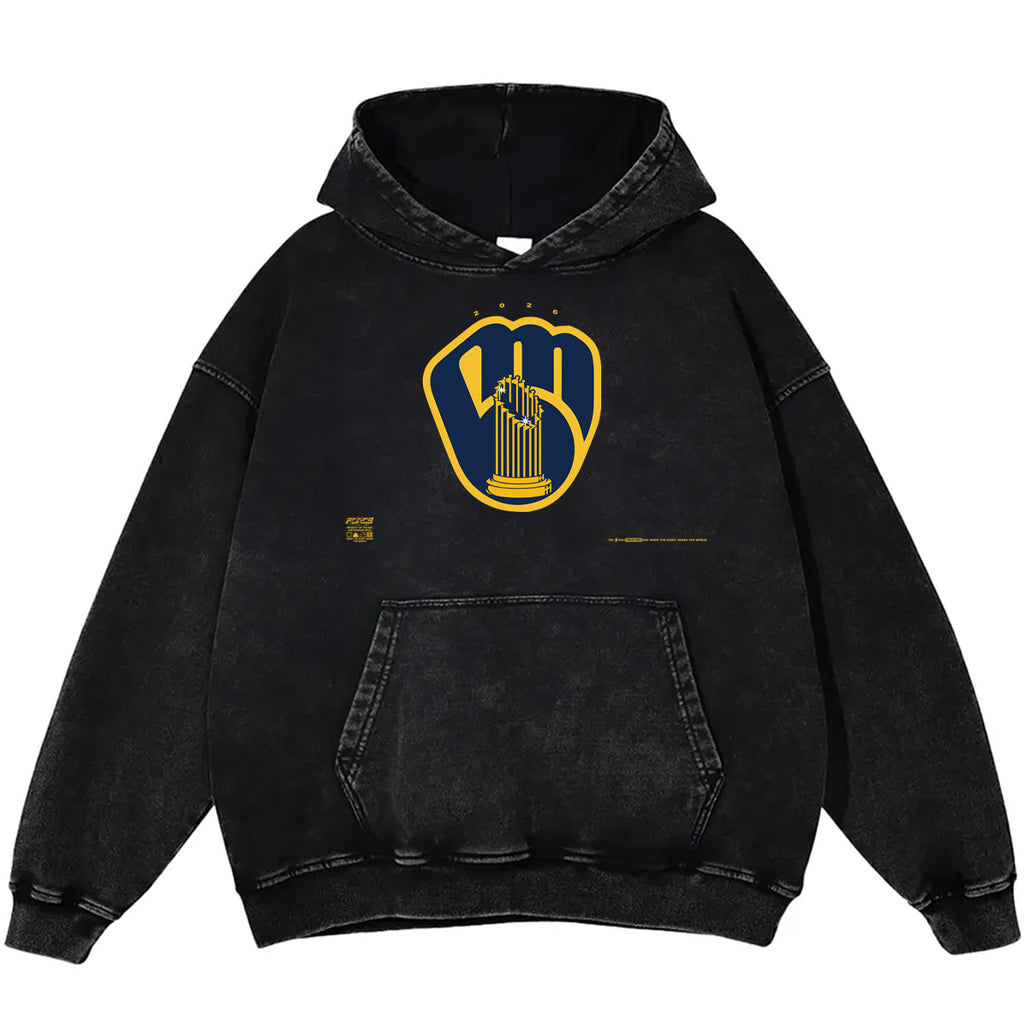 Tour MB Champions Snow Washed Loose Cotton Hoodie Black