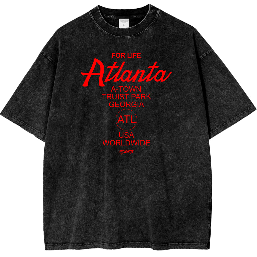 Tour ATL For Life Black Snow Washed Cotton T-Shirt