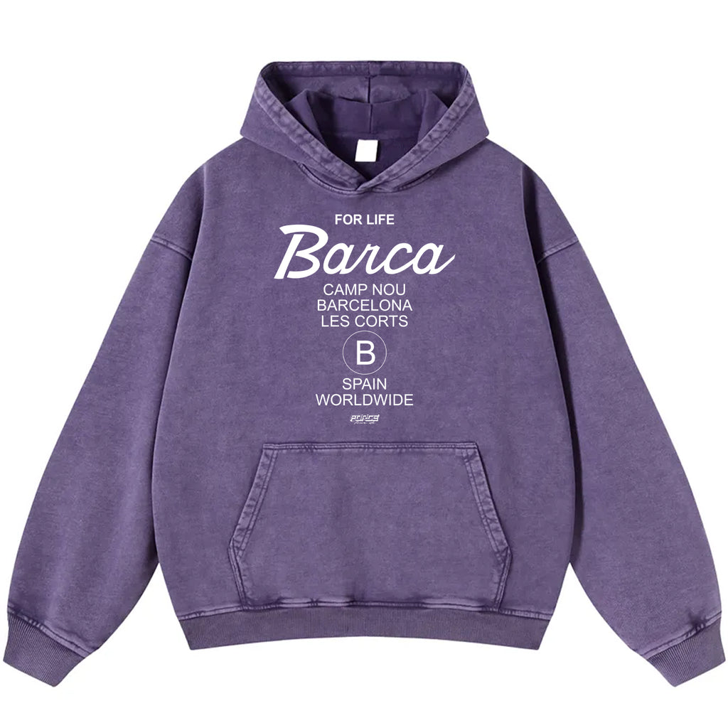 Tour Barca For Life Snow Washed Loose Cotton Hoodie Purple