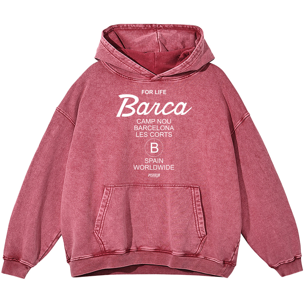 Tour Barca For Life Snow Washed Loose Cotton Hoodie Rose