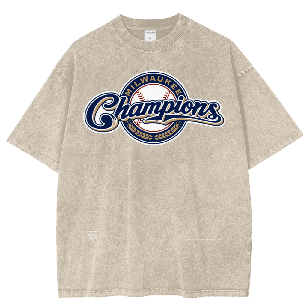 Tour MKE Champs Snow Washed Cotton T-Shirt Tan