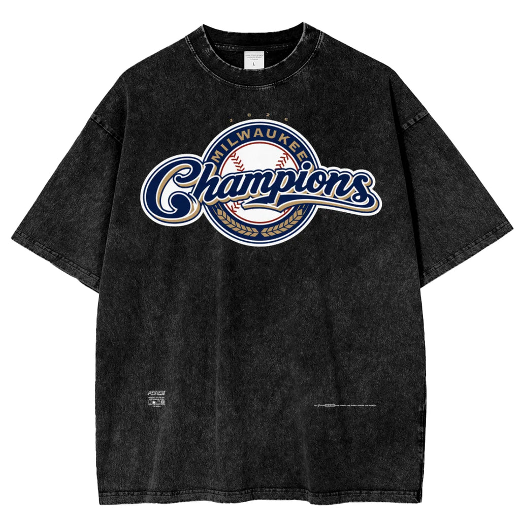 Tour MKE Champs Snow Washed Cotton T-Shirt Black