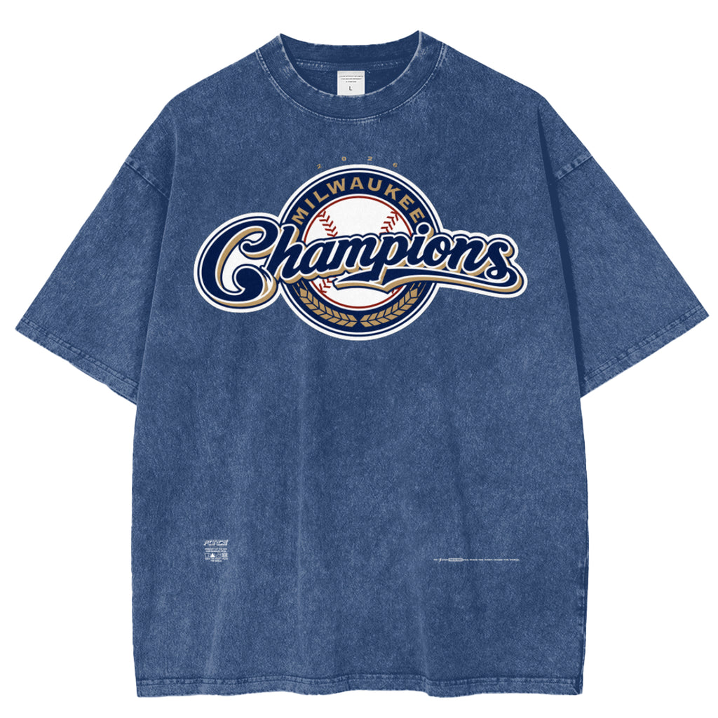 Tour MKE Champs Snow Washed Cotton T-Shirt Blue